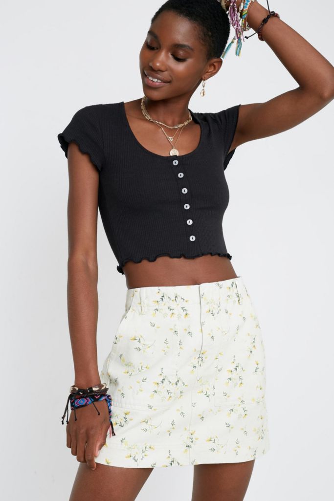 UO Summer Floral Denim Mini Skirt | Urban Outfitters