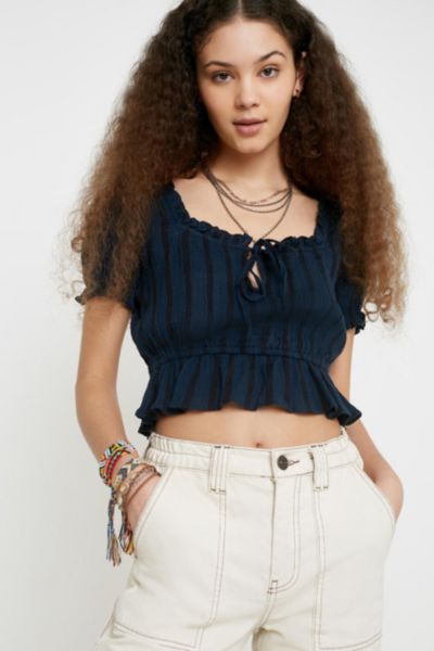 UO Riley Ruffle Tie-Front Top | Urban Outfitters