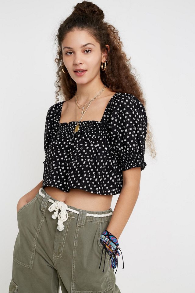 UO Lola Floral Poplin Puff Sleeve Blouse | Urban Outfitters