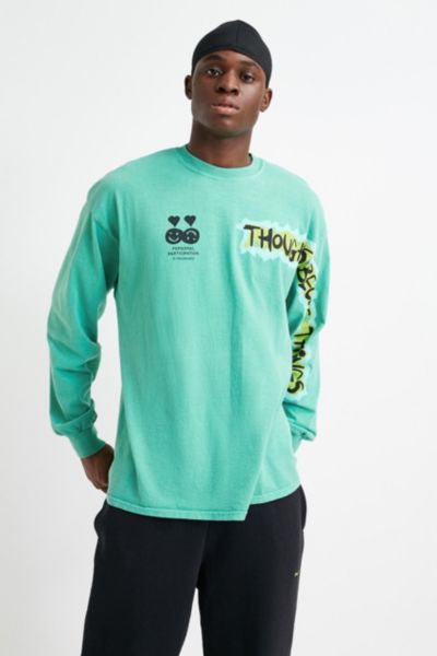 UO Thoughts Teal Long-Sleeve T-Shirt | Urban Outfitters