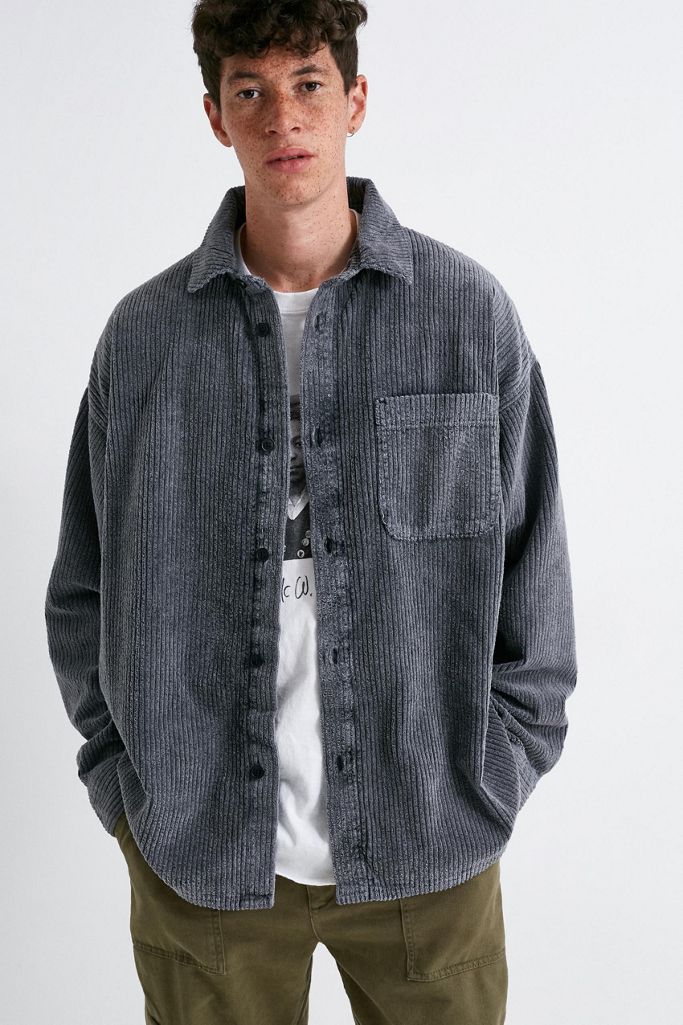 BDG Washed Black Jumbo Corduroy Button-Down Shirt | Urban Outfitters