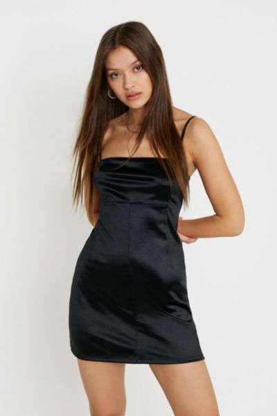 strappy satin mini dress