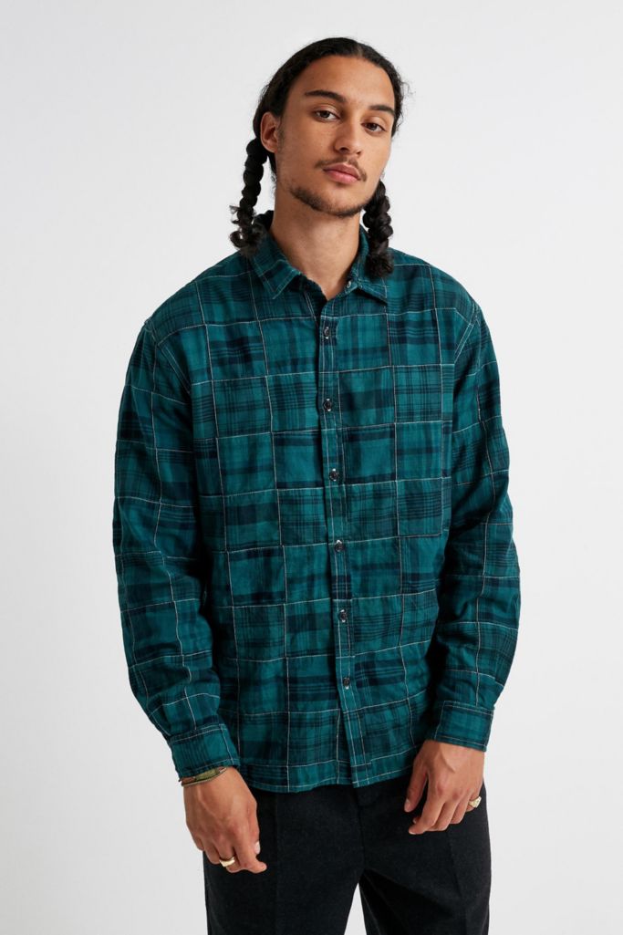 UO Overdyed Patchwork Button-Down Shirt | Urban Outfitters
