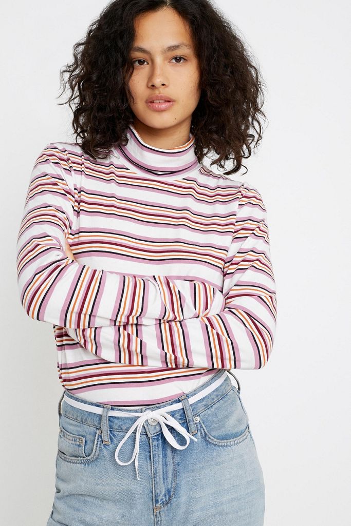 UO Striped Mock Neck Top | Urban Outfitters