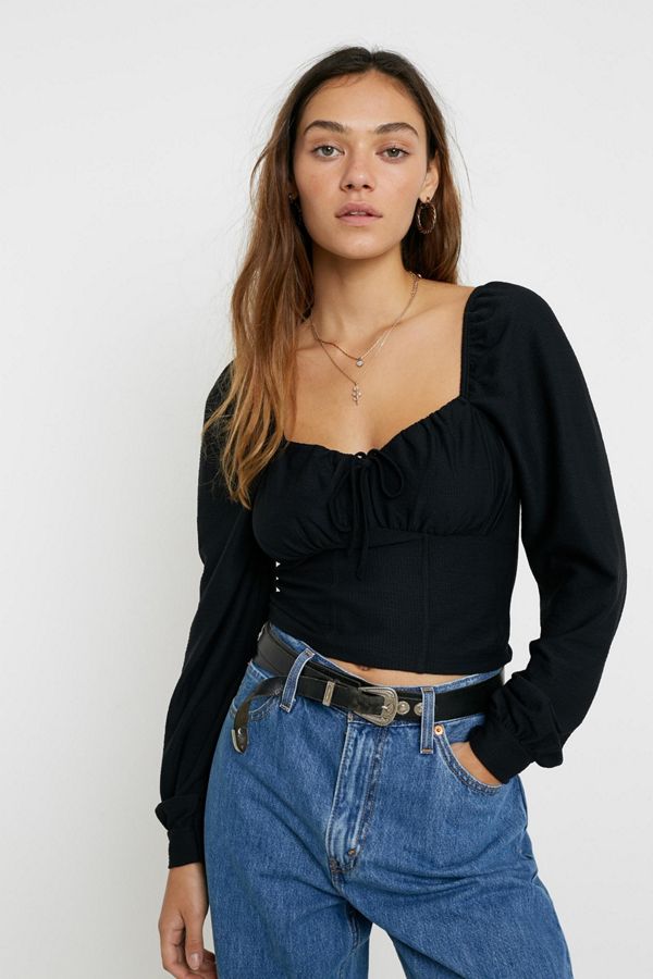 UO Square Neck Long-Sleeve Top | Urban Outfitters