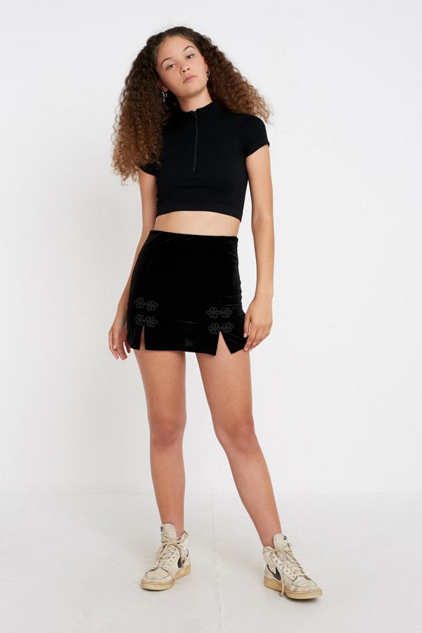 UO Velvet Button Mini Skirt | Urban Outfitters
