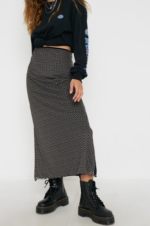 UO Ditsy Floral Mesh Midi Skirt | Urban Outfitters