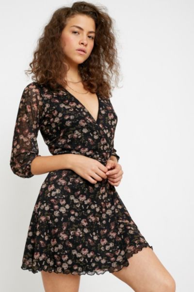 urban outfitters black floral dress