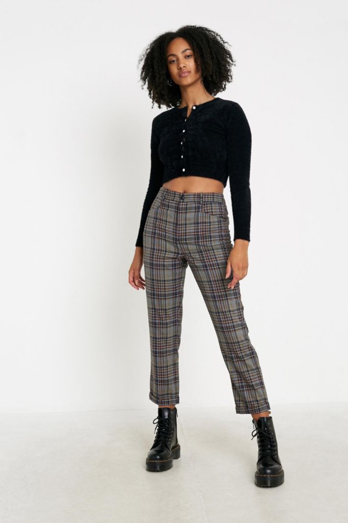 UO Large Check Slim Cigarette Pant | Urban Outfitters