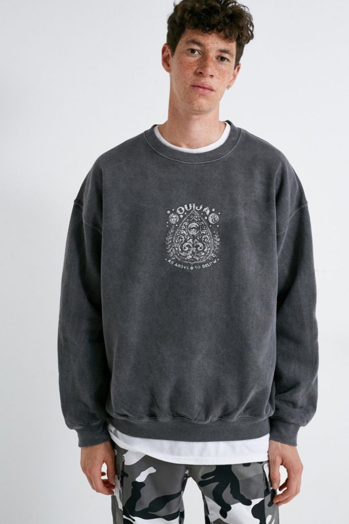 UO Washed Black Puff Print Crew Neck Sweatshirt | Urban Outfitters