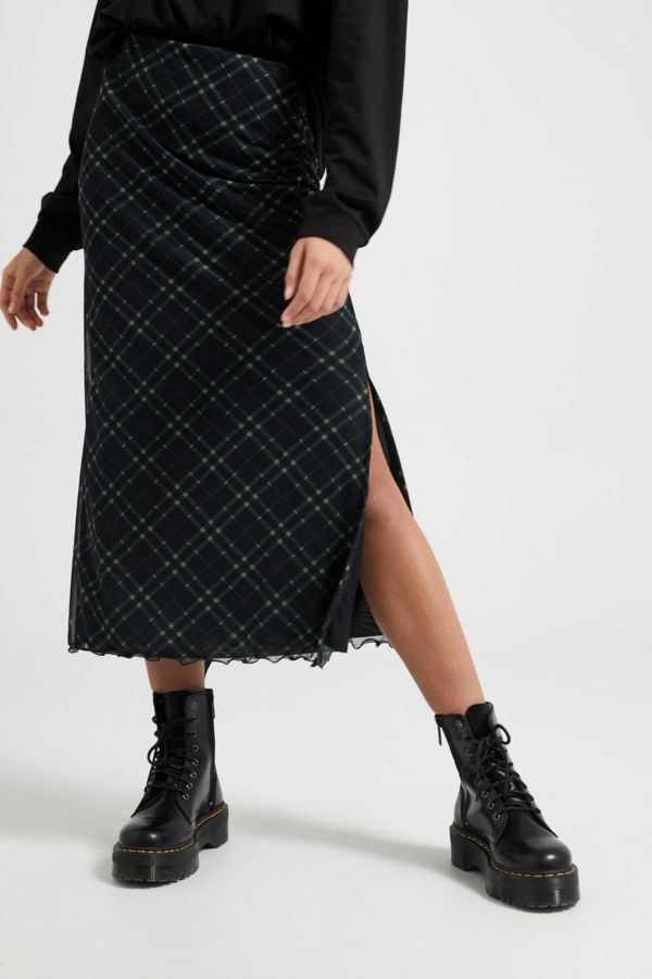 UO Suki Plaid Mesh Midi Skirt | Urban Outfitters