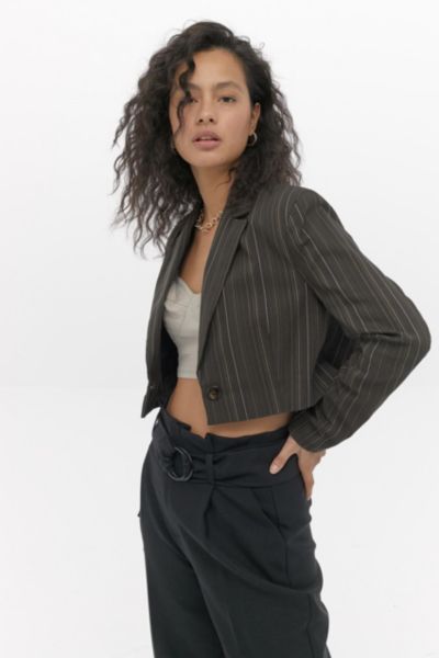 UO Stripe Cropped Blazer | Urban Outfitters