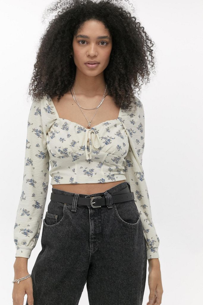 UO Ditsy Floral Long Sleeve Blouse Urban Outfitters