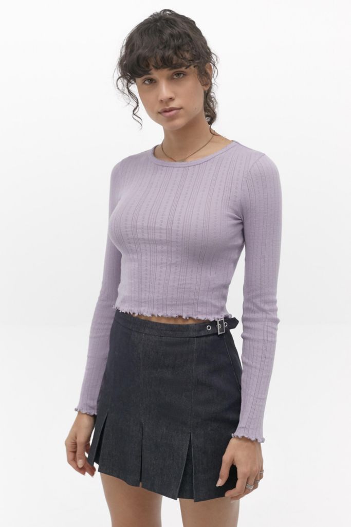 UO Pointelle Lettuce Edge Top | Urban Outfitters