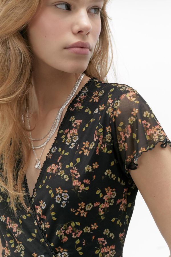 UO Bonnie Floral Mesh Mini Dress | Urban Outfitters