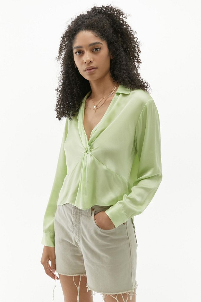 UO Miley Twist Front Blouse Urban Outfitters