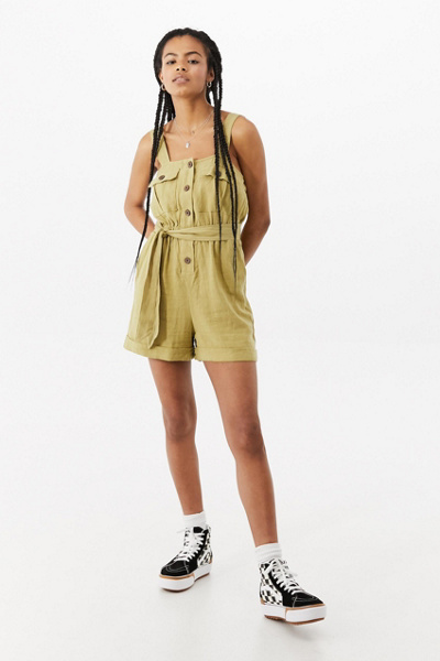 uo hello sunshine denim romper