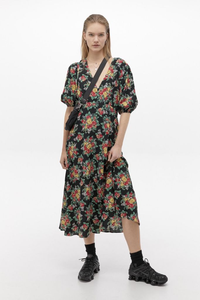 UO Aura Floral Midi Dress | Urban Outfitters