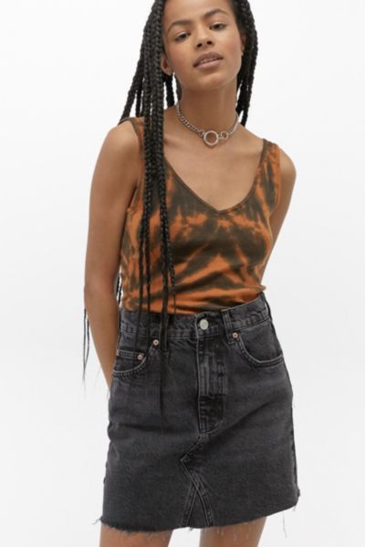 urban outfitters black denim skirt