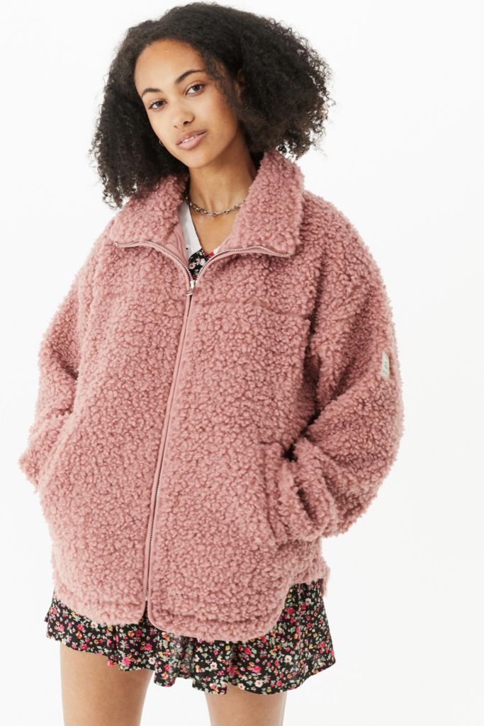 UO Cozy Pink Sherpa Jacket Urban Outfitters