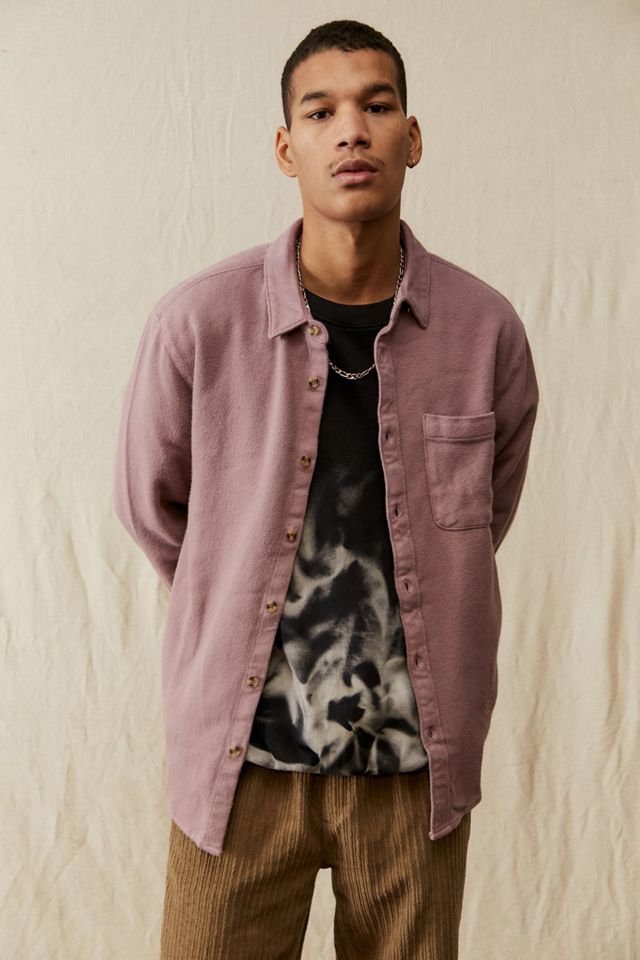 UO Dusty Lilac Heavy Brushed ButtonDown Shirt Urban Outfitters