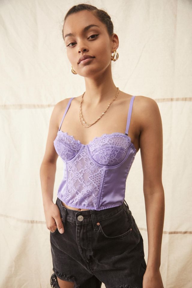 UO Ava Lace & Satin Corset Top Urban Outfitters