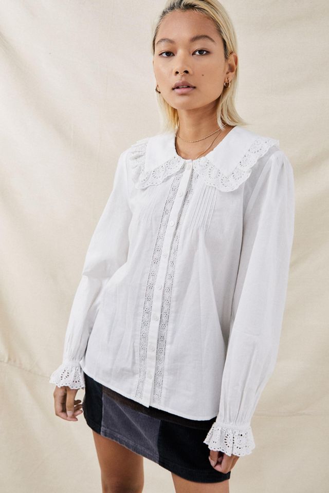UO Aimee Eyelet Collar Blouse | Urban Outfitters
