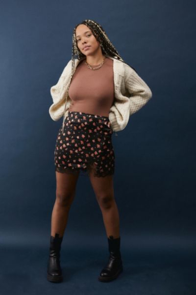 urban outfitters black satin skirt