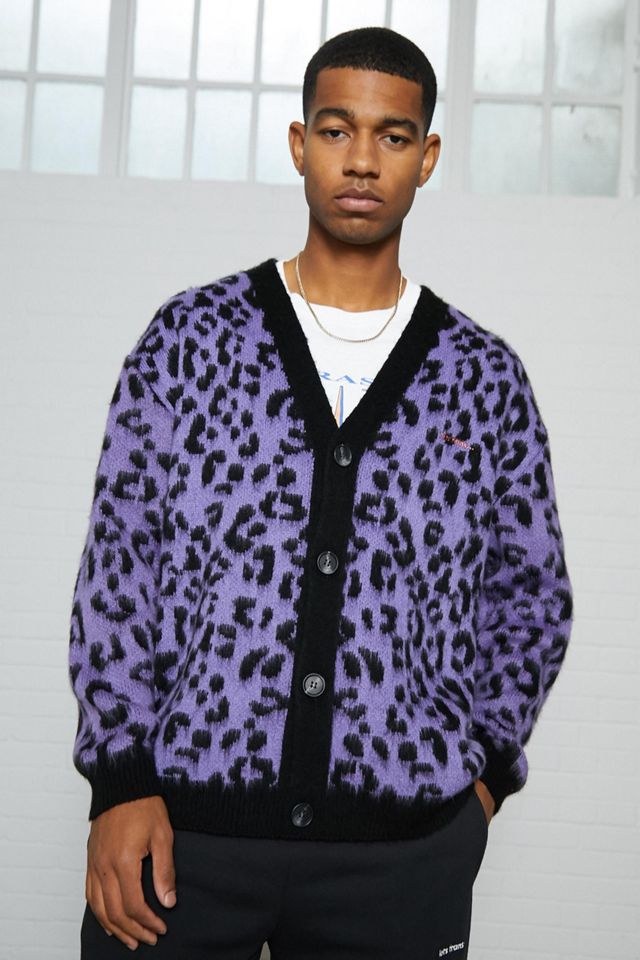 iets frans… Purple Leopard Brushed Cardigan | Urban Outfitters