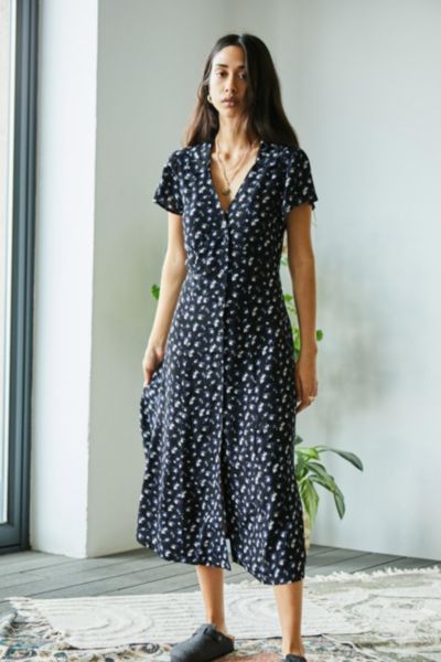 UO Floral Midi Shirt Dress | Urban Outfitters