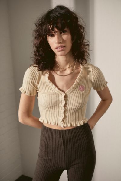 ruffle cropped cardigan