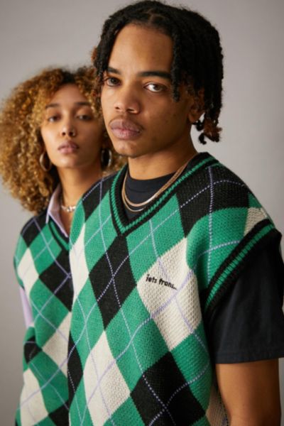 black argyle sweater vest