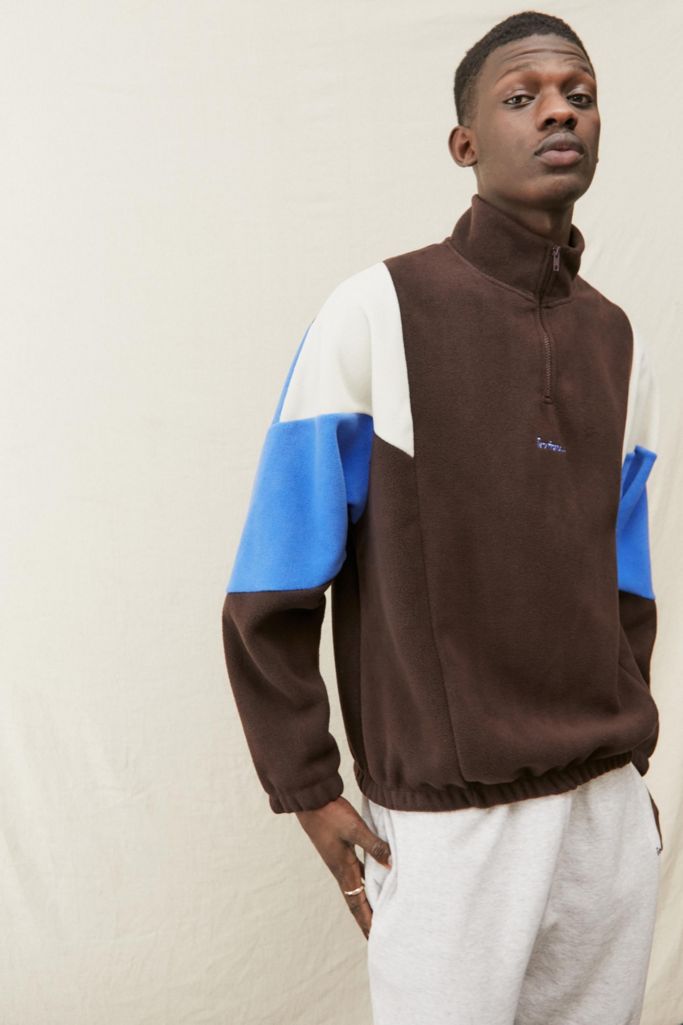 iets frans... Colorblock Mock Neck Fleece Sweatshirt | Urban Outfitters