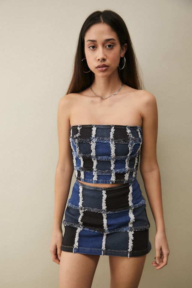 BDG Patchwork Denim Corset Top | Urban Outfitters