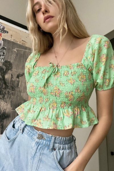 urban outfitters smocked top