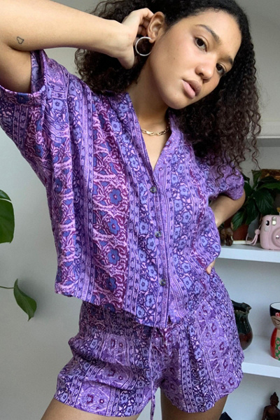UO Purple Crinkle Short Urban Outfitters