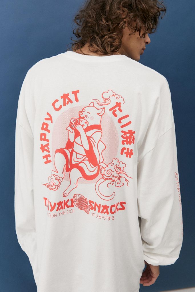 UO Happy Cat Long Sleeve Tee Urban Outfitters