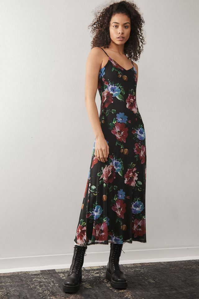 UO Floral Bloom Mesh Maxi Dress Urban Outfitters