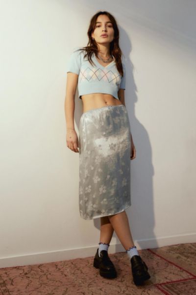 urban outfitters black satin skirt