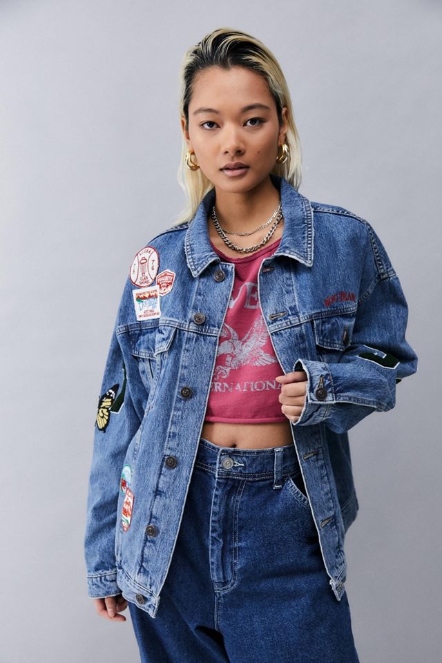 BDG Light Blue Badged Western Denim Jacket Urban Outfitters