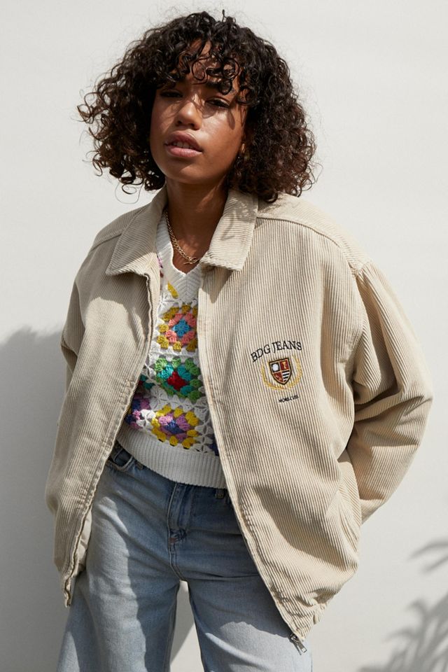 BDG Embroidered Corduroy Harrington Jacket Urban Outfitters
