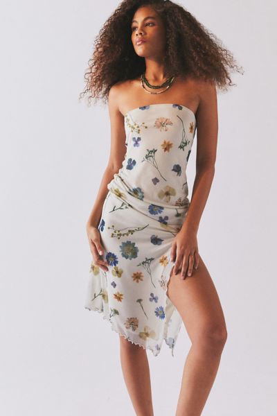 UO Samara Mesh Strapless Stretch Midi Dress