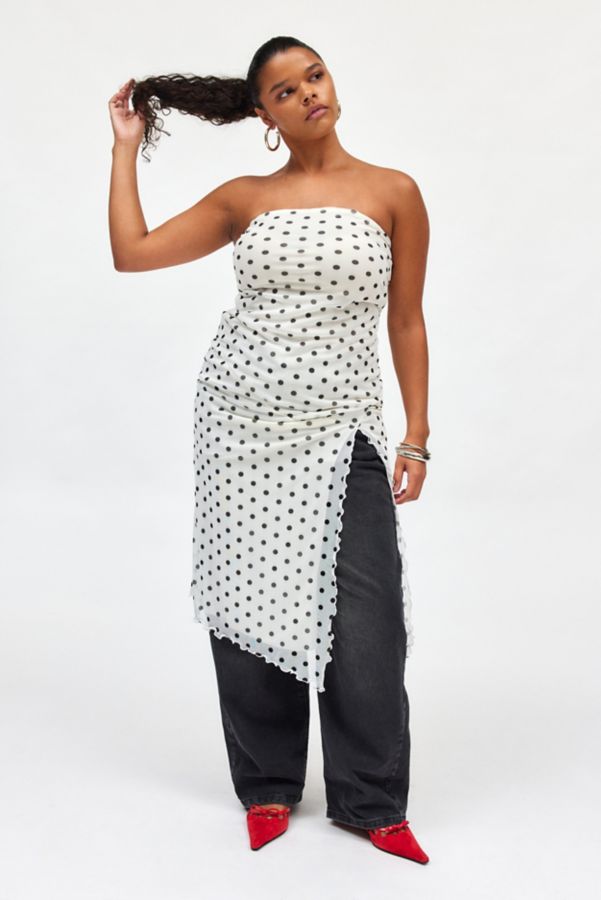 Slide View: 1: UO Samara Mesh Strapless Slit Midi Dress