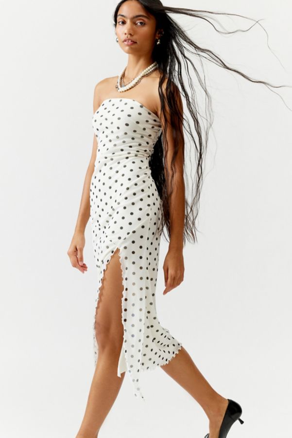 Slide View: 5: UO Samara Mesh Strapless Slit Midi Dress