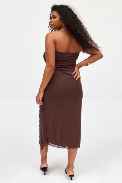 UO Samara Mesh Strapless Midi Dress