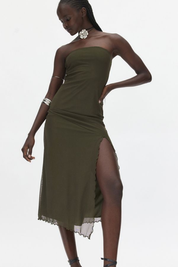 Slide View: 4: UO Samara Mesh Strapless Stretch Midi Dress