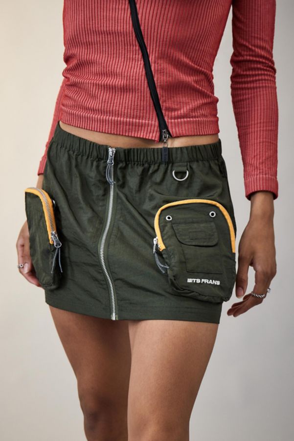 Slide View: 2: iets frans... Detachable Pocket Nylon Mini Skirt