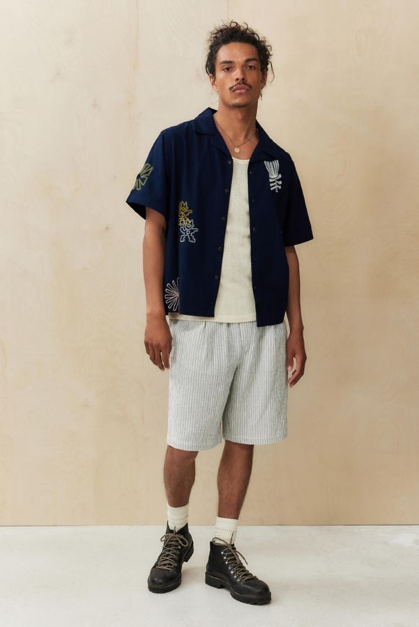 Slide View: 2: Ayker Navy Slub Embroidered Shirt