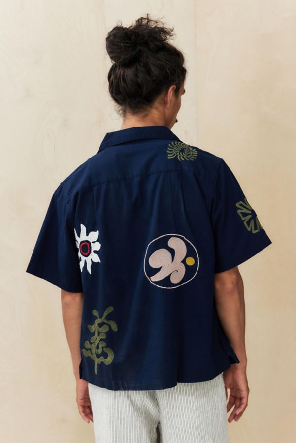 Slide View: 3: Ayker Navy Slub Embroidered Shirt