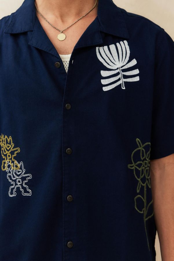 Slide View: 4: Ayker Navy Slub Embroidered Shirt